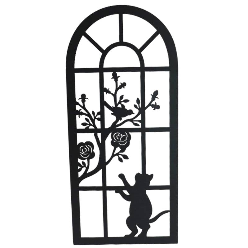 3D Wall Art: Cat By The Window Metal Wall Art 25x56cm