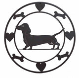 3D Wall Art: Round Dachshund Metal Wall Art 40cm