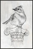 Bird Cages & Stands: Bird on Column Framed Canvas 90cm