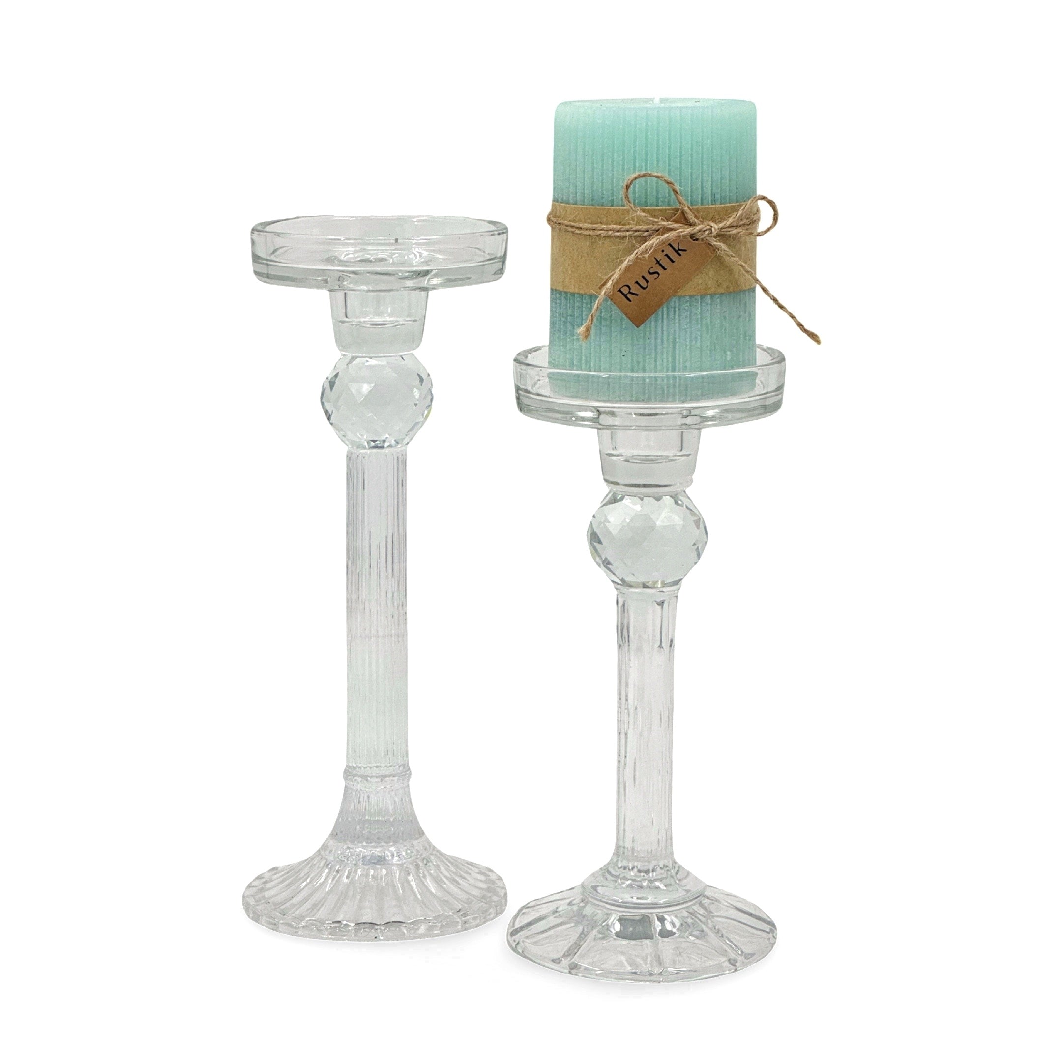 Candle Accessories: bulk 6 Clear Crystal Look Glass Candle Holder Assorted 9x24cm