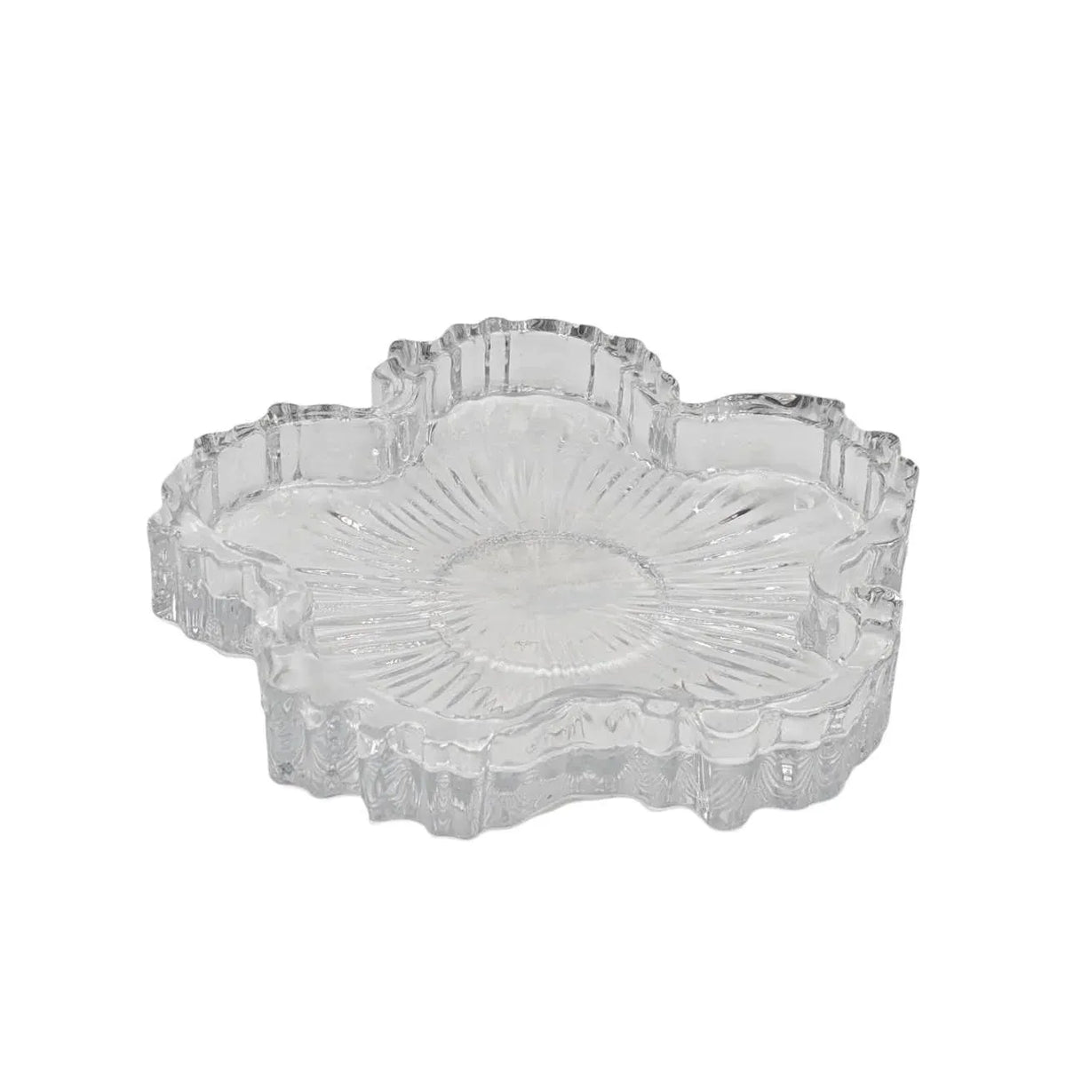 Bulk 24 Clear Glass Candle Plate Flower Shape 11.5x1.8cm