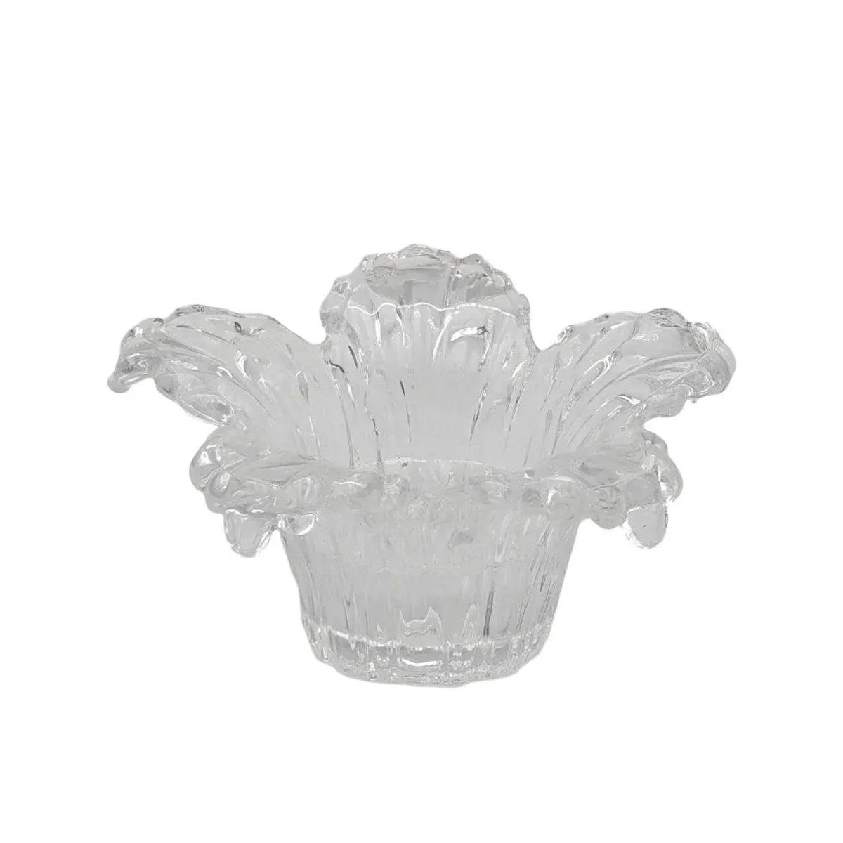 Clear Glass Candle Holder Flower Shape 12.5x6cm