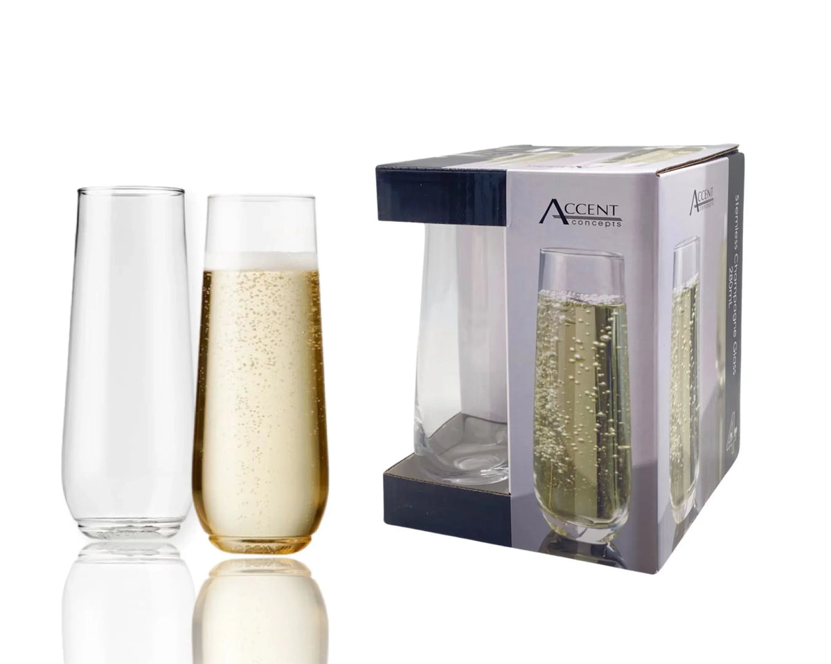 Clear Stemless Champagne Glass Pack Of 4 280ml