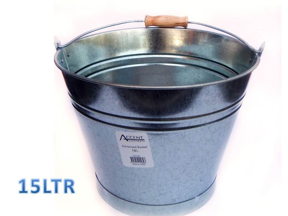 Kitchen & Bathroom DIY: bulk 6 Galvanized Bucket w Handle 15L 33cm
