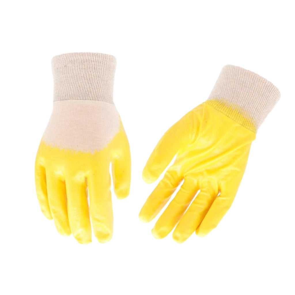 Bicycle Gloves: bulk 24 Yellow Nitrile Garden Gloves Coated w Interlock Liner 2 Sizes