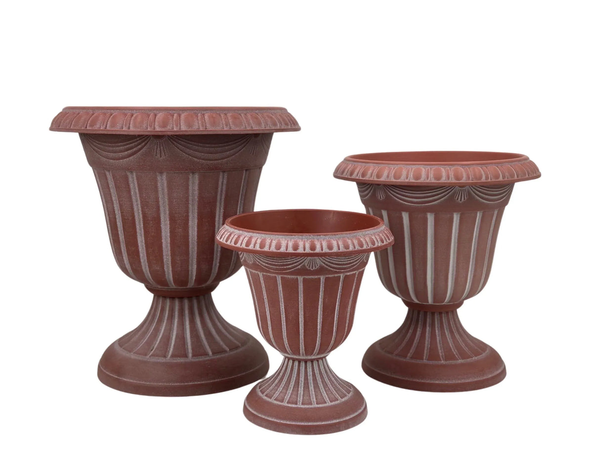 Bulk 12 Fluted Urn Planter W Base 26tdx18.5bdx29.5hcm