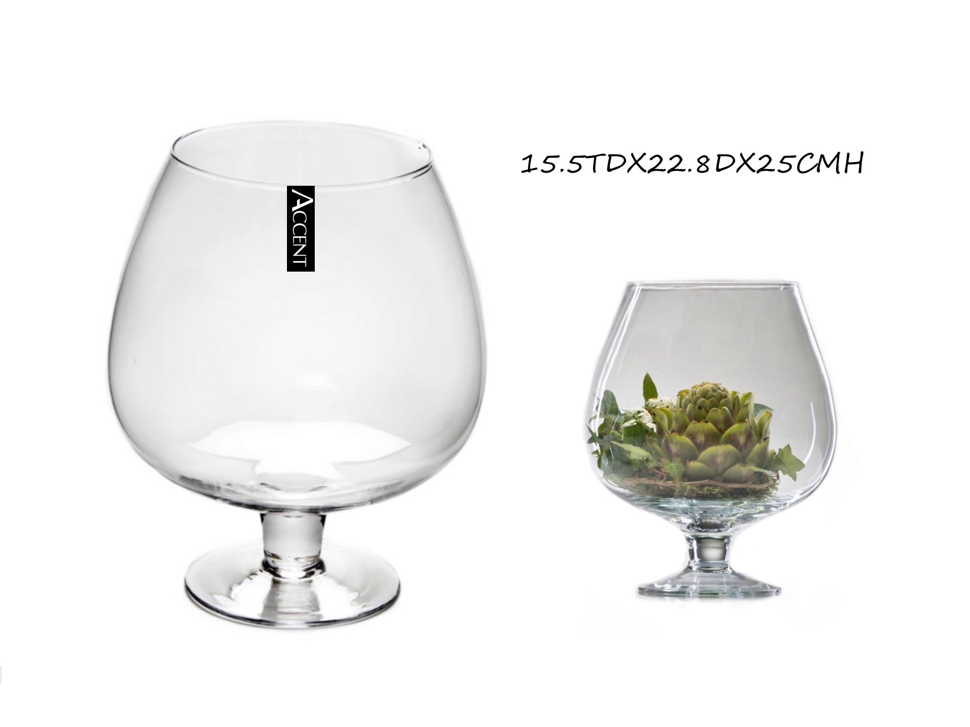 Artificial Flowers & Plants: bulk 4 Glass Brandy Balloon Vase Flower 25cm