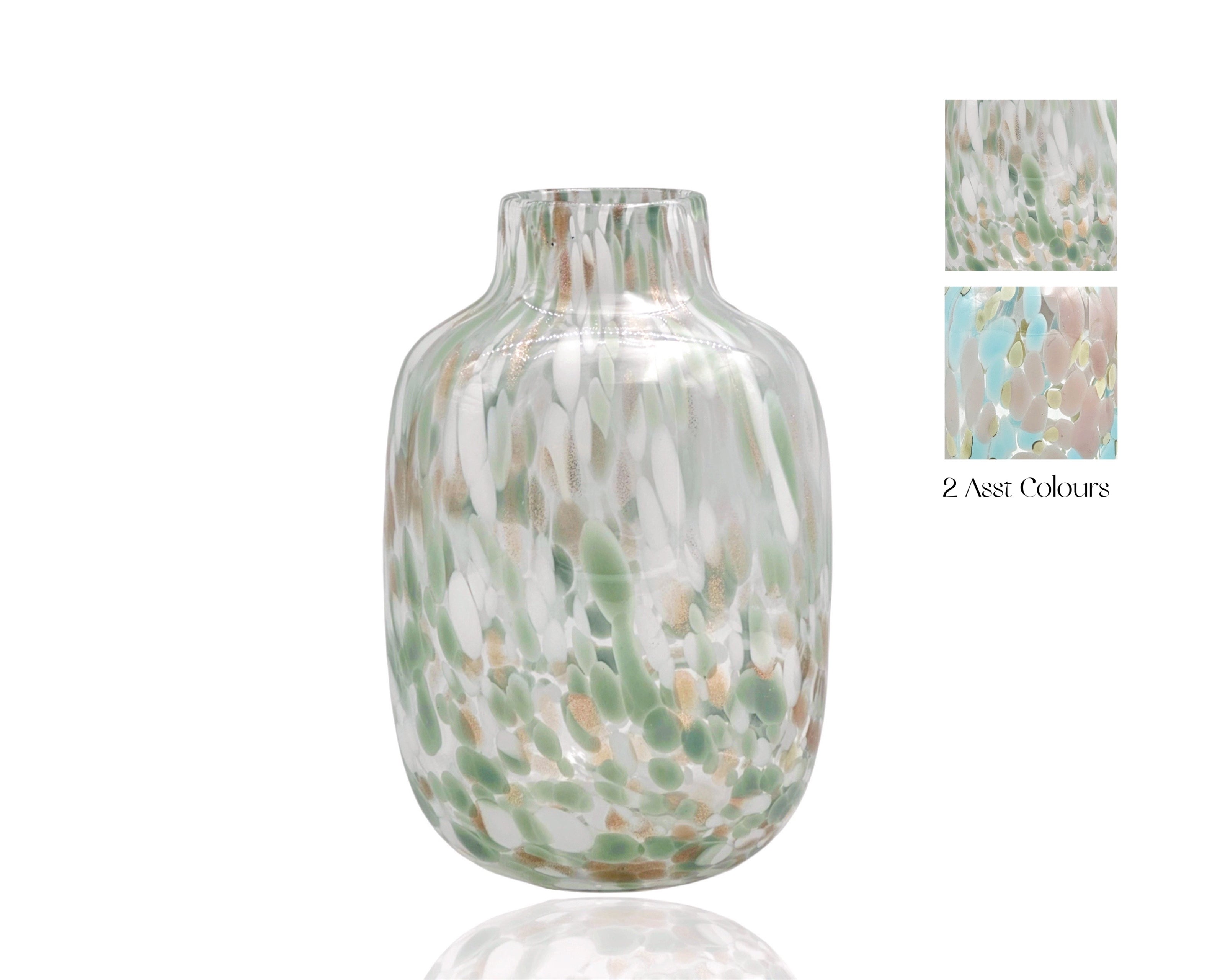 Vases & Table Decor: Set 2 Speckled Glass Vase 2 Assorted 17x27cm