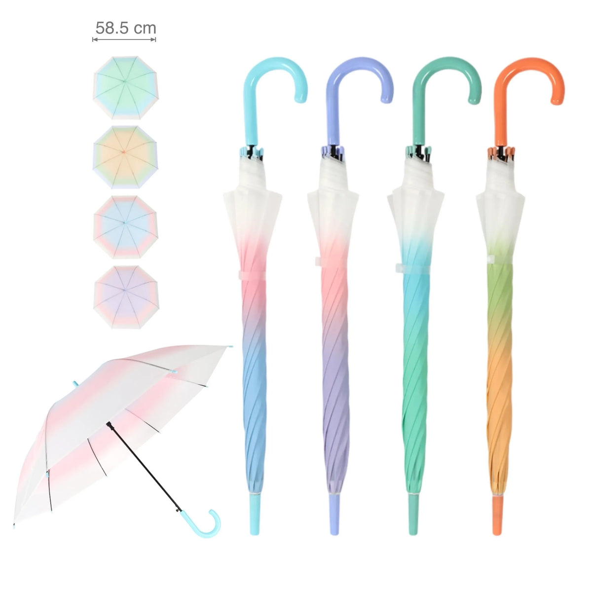 Bulk 12 Dancing In The Rain Pastel Umbrella 58.5cm 4 Asst