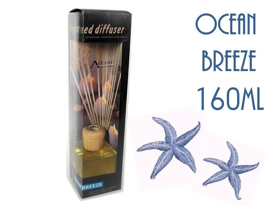 Massage Oils: bulk 12 Fragrant Oil Diffuser Ocean Breeze 160ml 12 Rattan Sticks