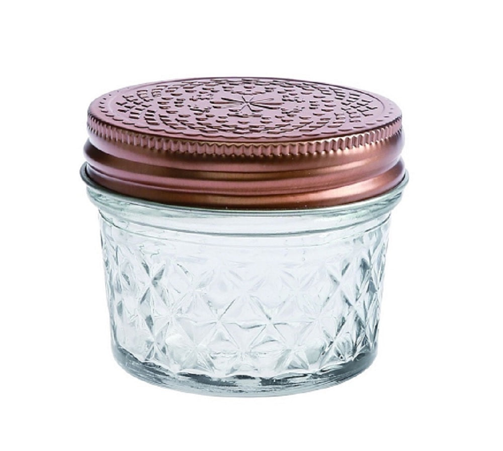 Kitchen & Bathroom DIY: bulk 48 Diamond Look Glass Jar w Gold Lid Canister 7cm