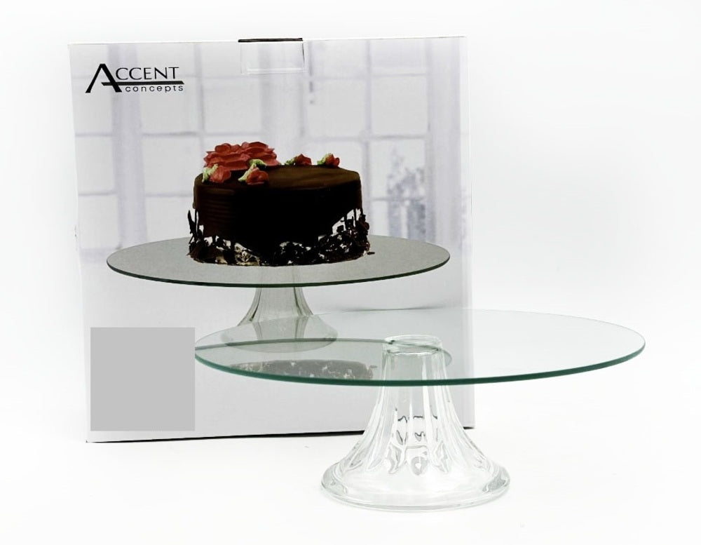 Artificial Flowers & Plants: Glass Round Cake Stand 25cm