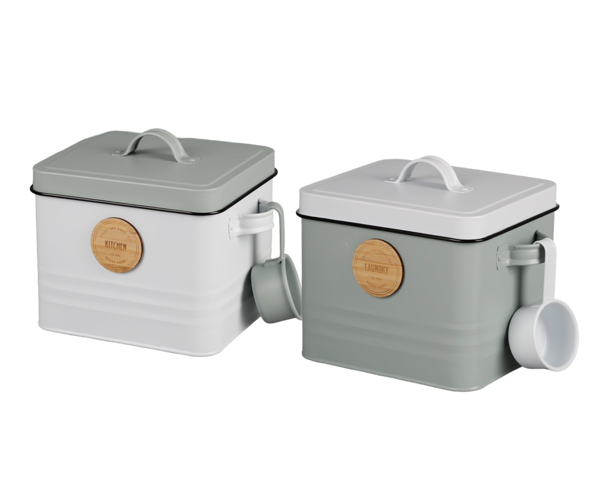 Kitchen & Bathroom DIY: Set 2 Metal Kitchen And Laundry Storage Tin 23cm