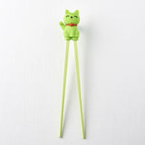 Maneki Trainer Chopsticks Lucky Cat in Green