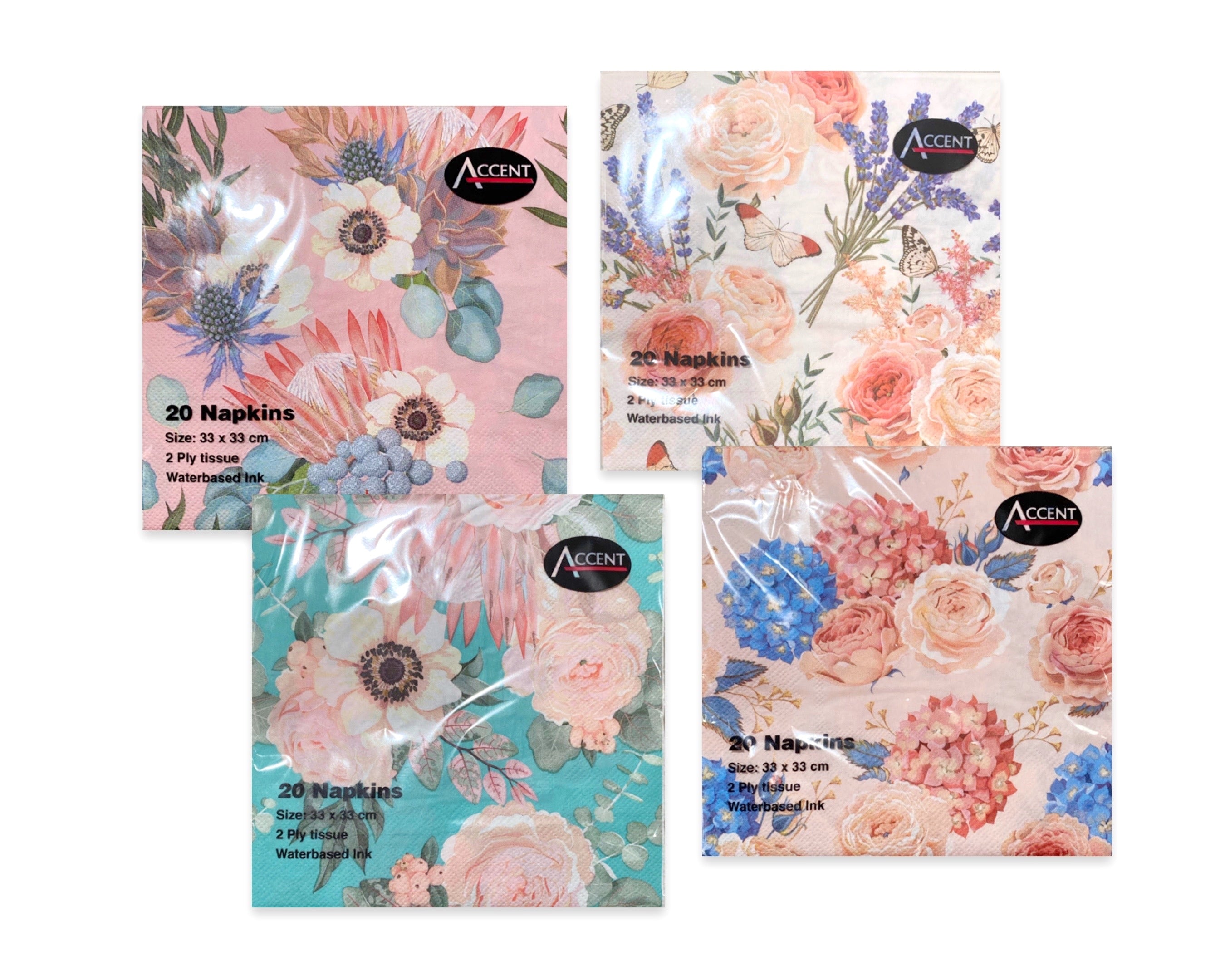 bulk 960 Happy Blossom Napkin 2ply Assort 33cm