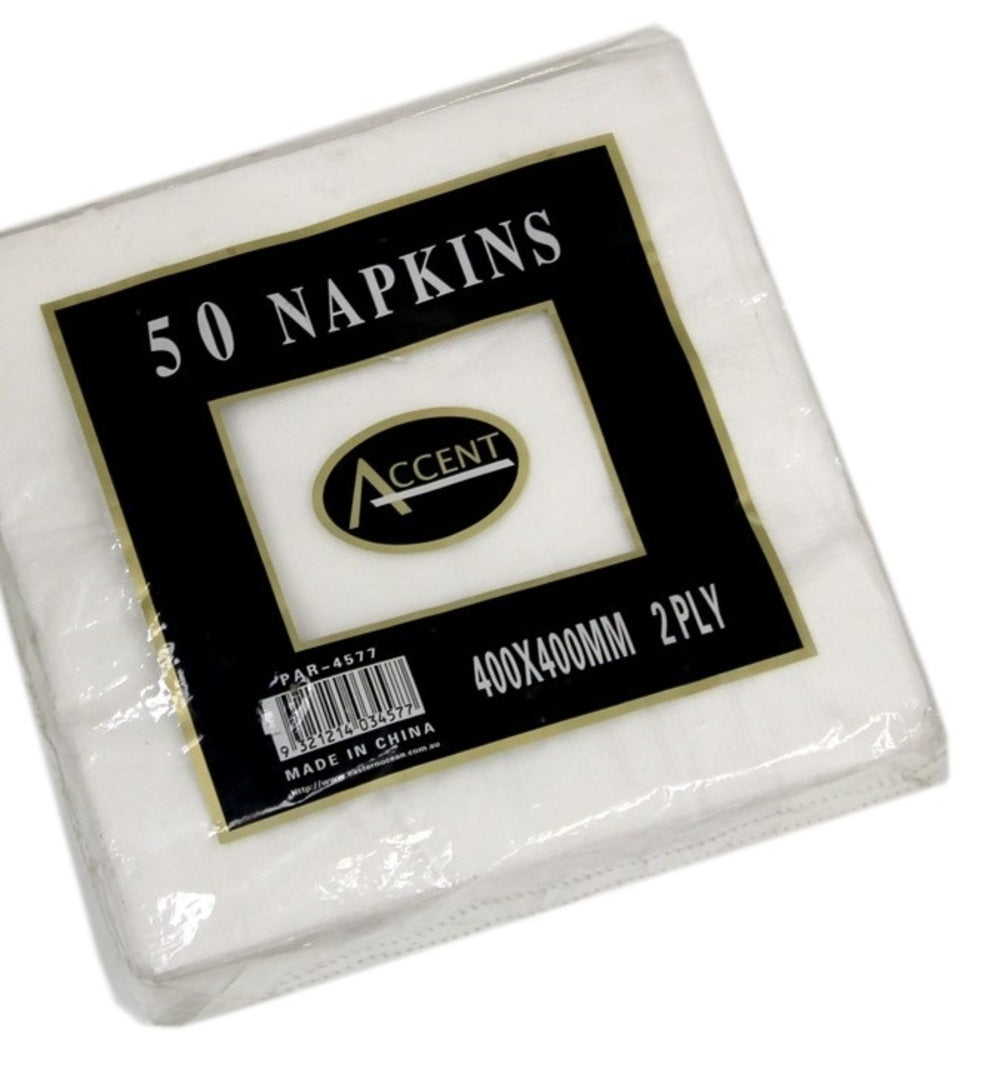 Dining Set: bulk 2400 White Napkin Dinner 2ply 40cm