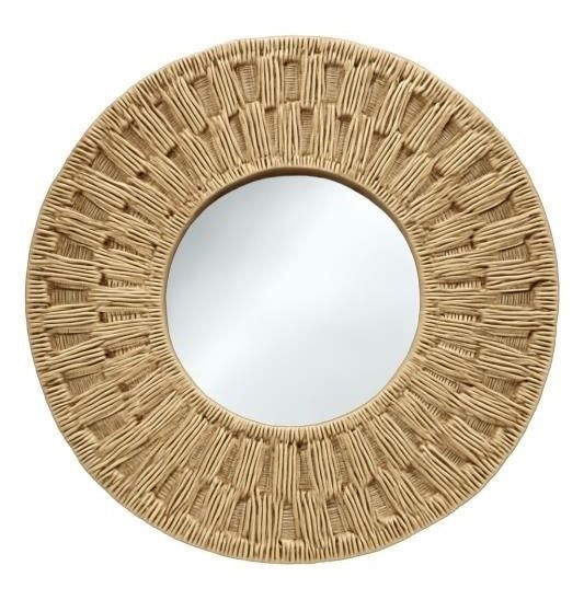 Bulk 4 Woven Paper Rope Round Wall Mirror 60cm