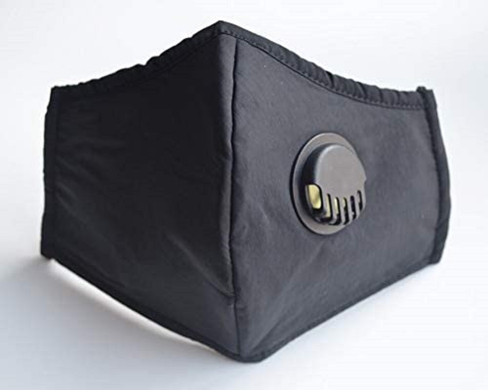 Baby Health & Grooming Kits: Adult Face Mask Black Reusable Adjustable w Breathing Valve 3Ply