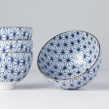 Bowl Set 4pcs Starburst Blue Design