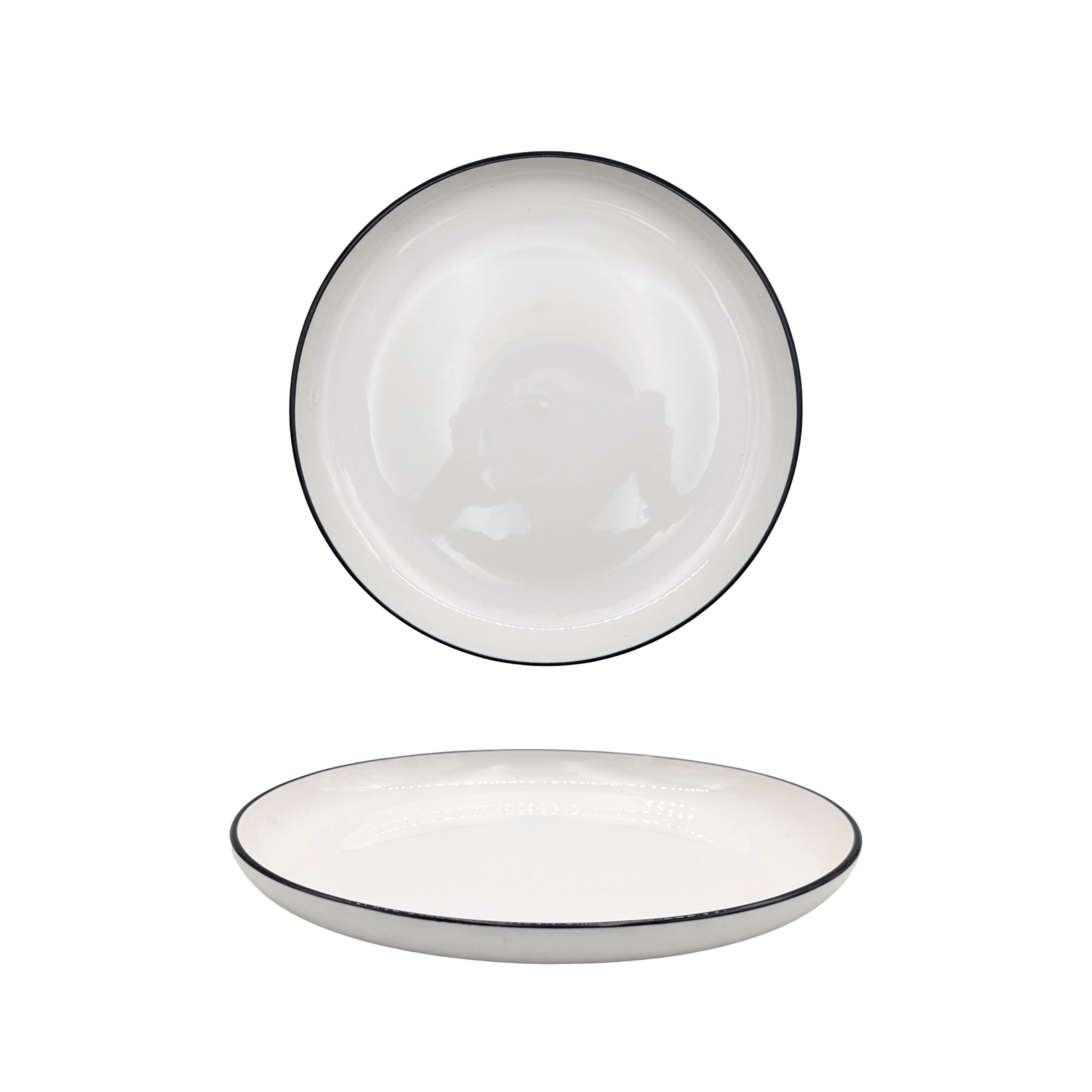 bulk 24 Sorrento Porcelain Side Plate w Black Rim 20cm