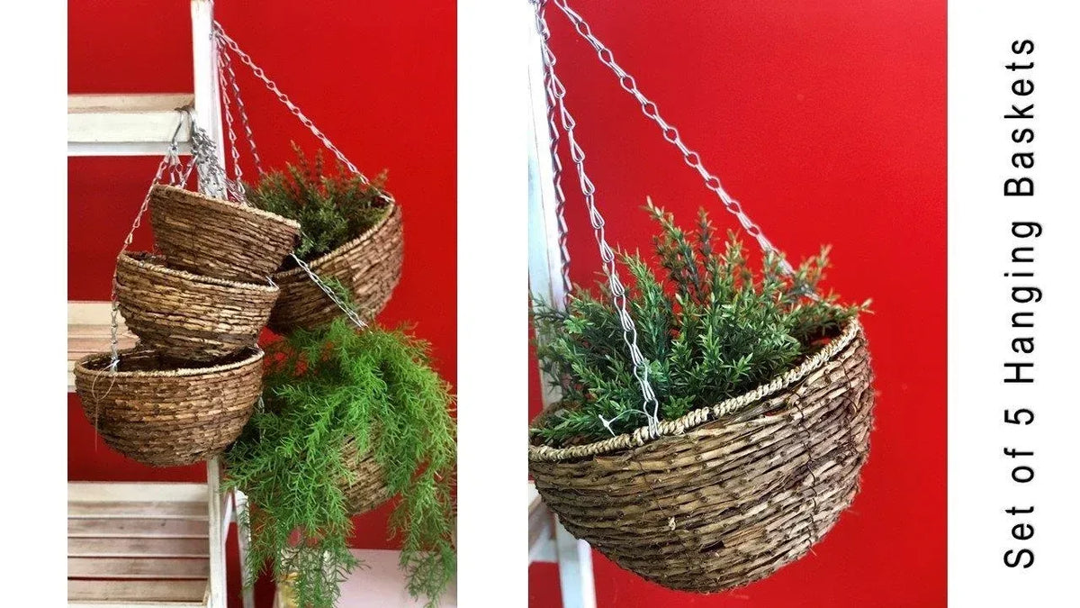 Bulk 4 Rattan Round Basket With Hanging Chain s5 31cmdx58cmh