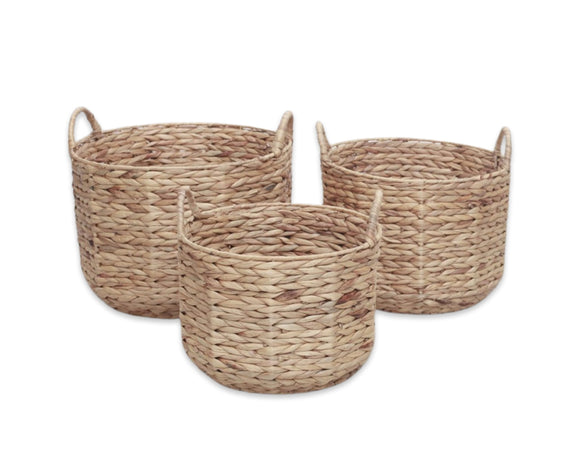Set 6 Water Hyacinth Basket Round 3 Sizes Assort 42cm