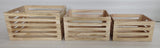 Set 3 Natural Wood Crates 40x22cm
