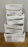 Boating Accessories: Set 4 Vintage Home Wood Crate White Wash 40x20cm