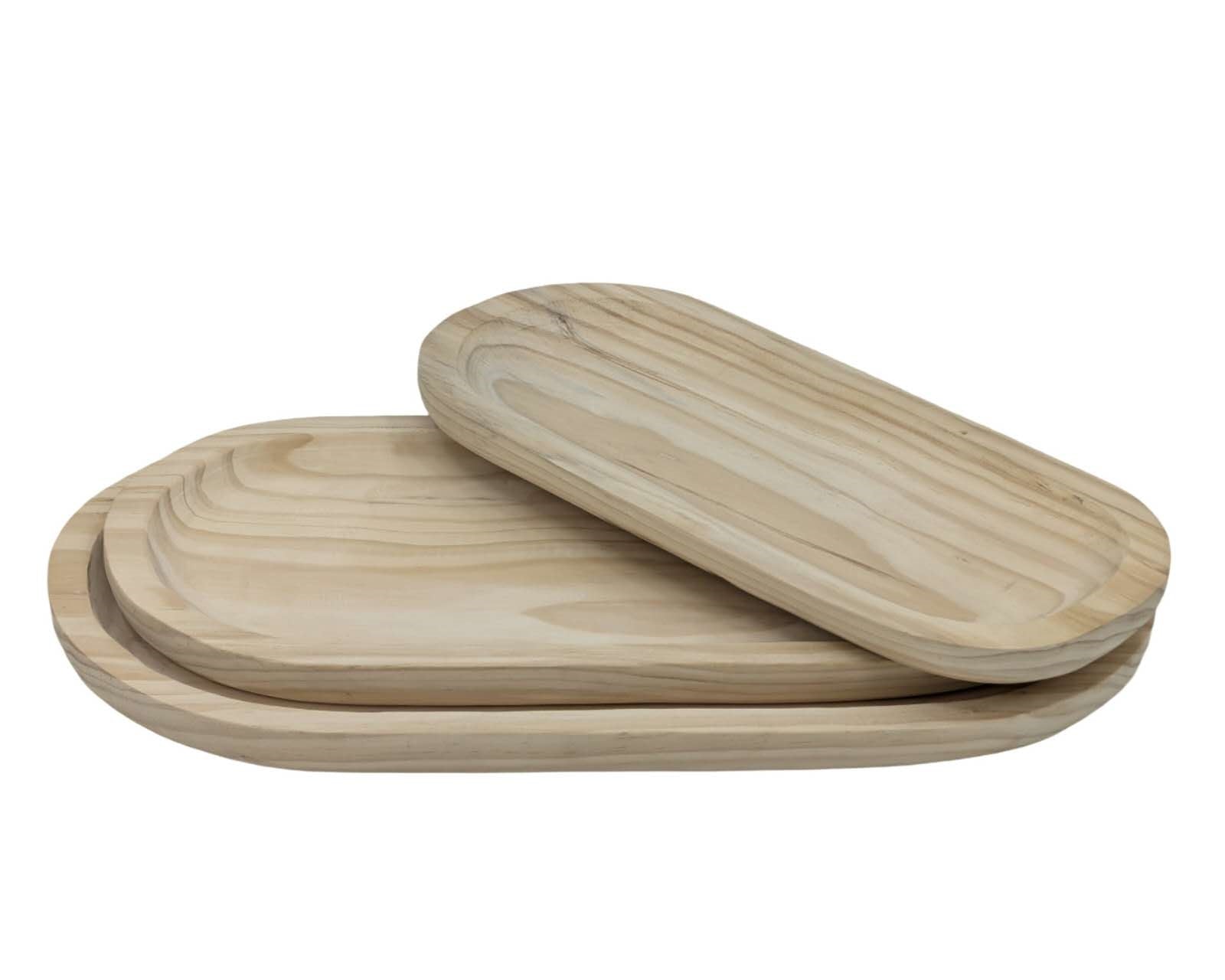 Kitchen & Bathroom DIY: Set 3 Wood Oval Trays 45cm