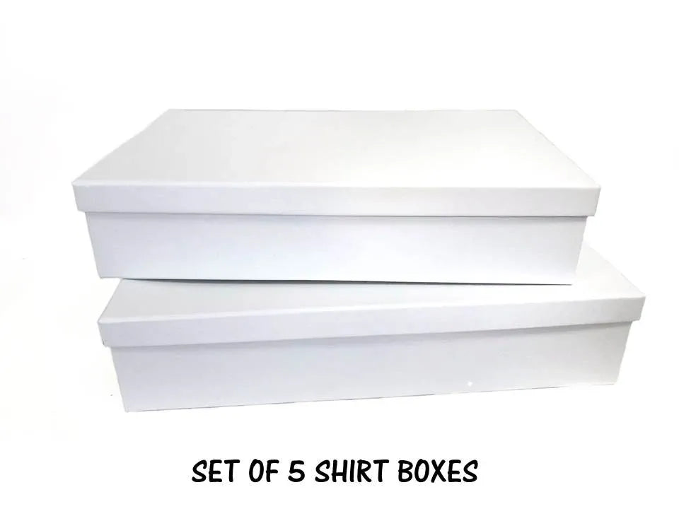 Bulk 6 White Rectangle Shirt Box 34x22x7.5cm Set Of 5