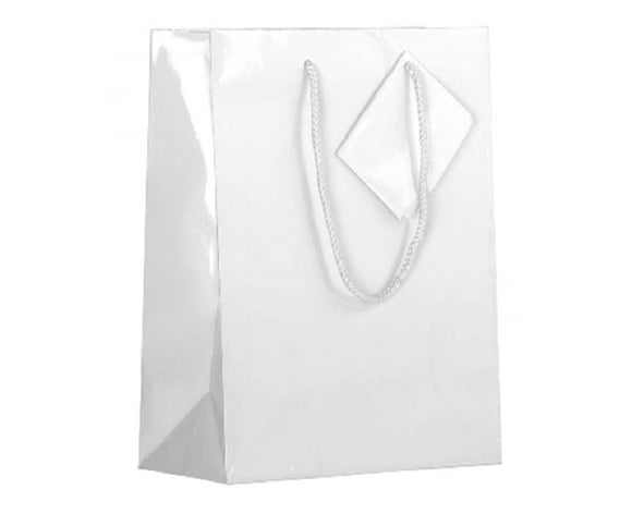 bulk 24 Small Matte White Gift Bags 14cm