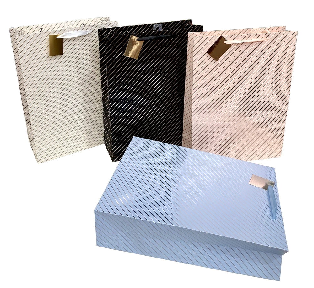 Clothing & Wardrobe Storage: bulk 24 Xlarge Foil Stripe Gift Bag Assort 43cm