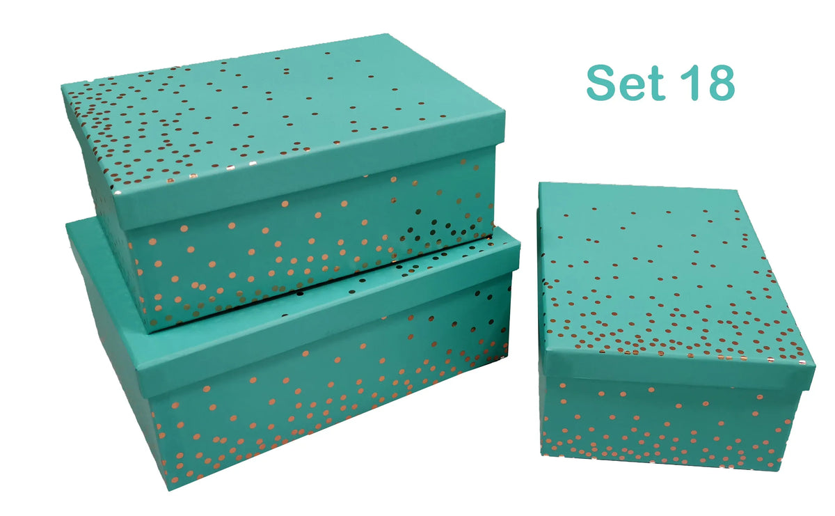 Bulk 2 Tiffany Green Gift Box Foiled Confetti set18 43x34x16cm