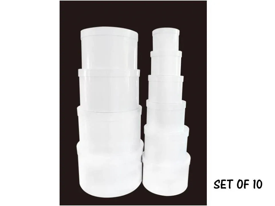 Bulk 2 Round White Gift Boxes Set Of 10 42x25cm
