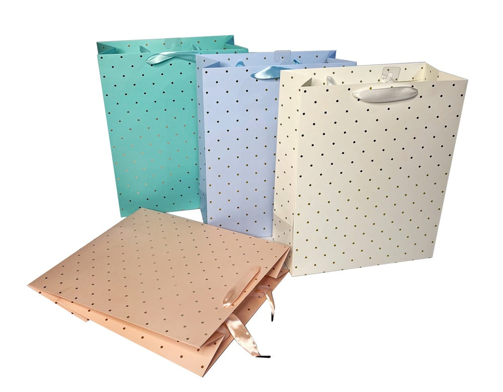bulk 24 Large Foil Dot Gift Bag Assort 32cm