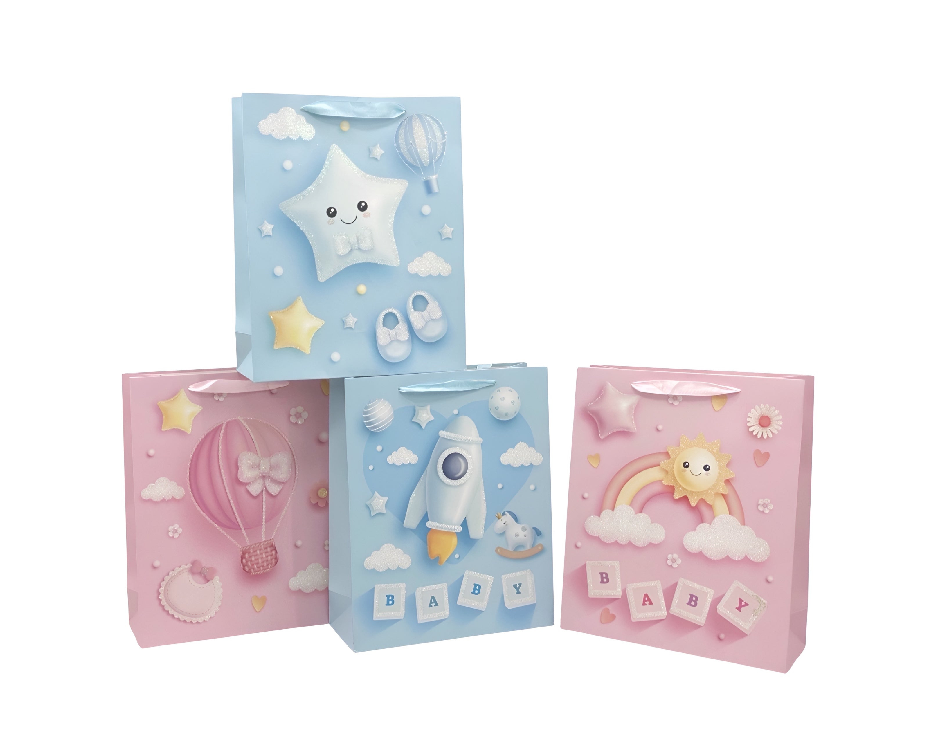 Gift Bags: bulk 24 Medium Sweet Dream Baby Gift Bag 4 Assorted 17x23cm