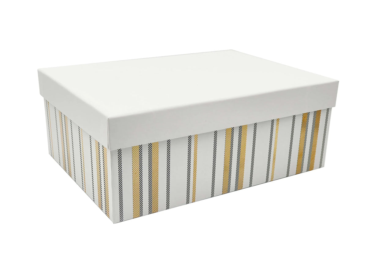 Bulk 2 Foiled Stripes White Gift Box Set 18 43x34x16cm