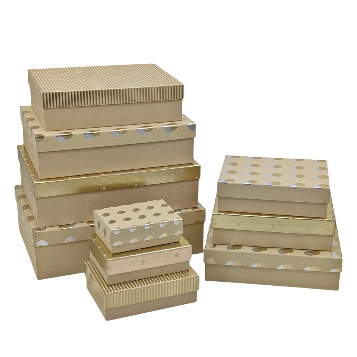 Bulk 3 Kraft Foiled Gift Box Set Of 10 37x27x11cm