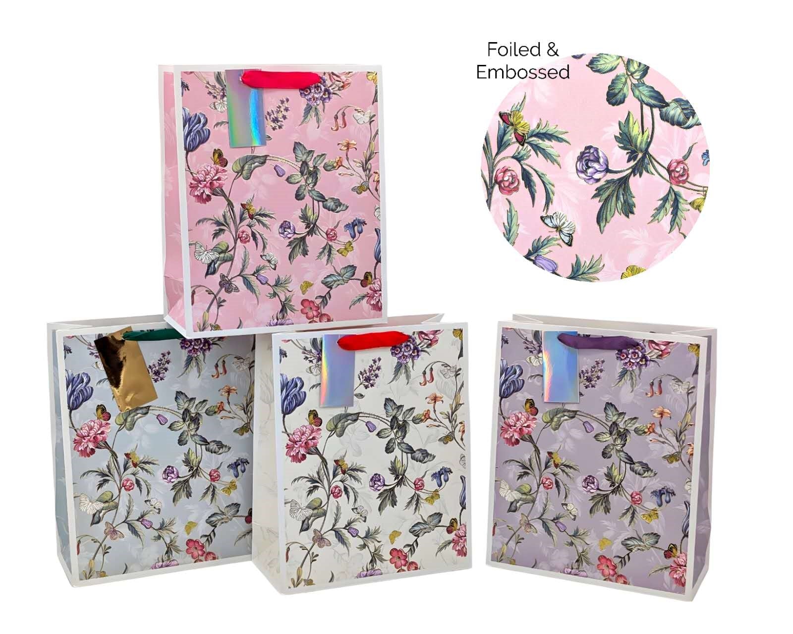 Cat Carriers & Crates: bulk 24 Xlarge Jardin Floral Gift Bag Foiled 4 Assort 42cm