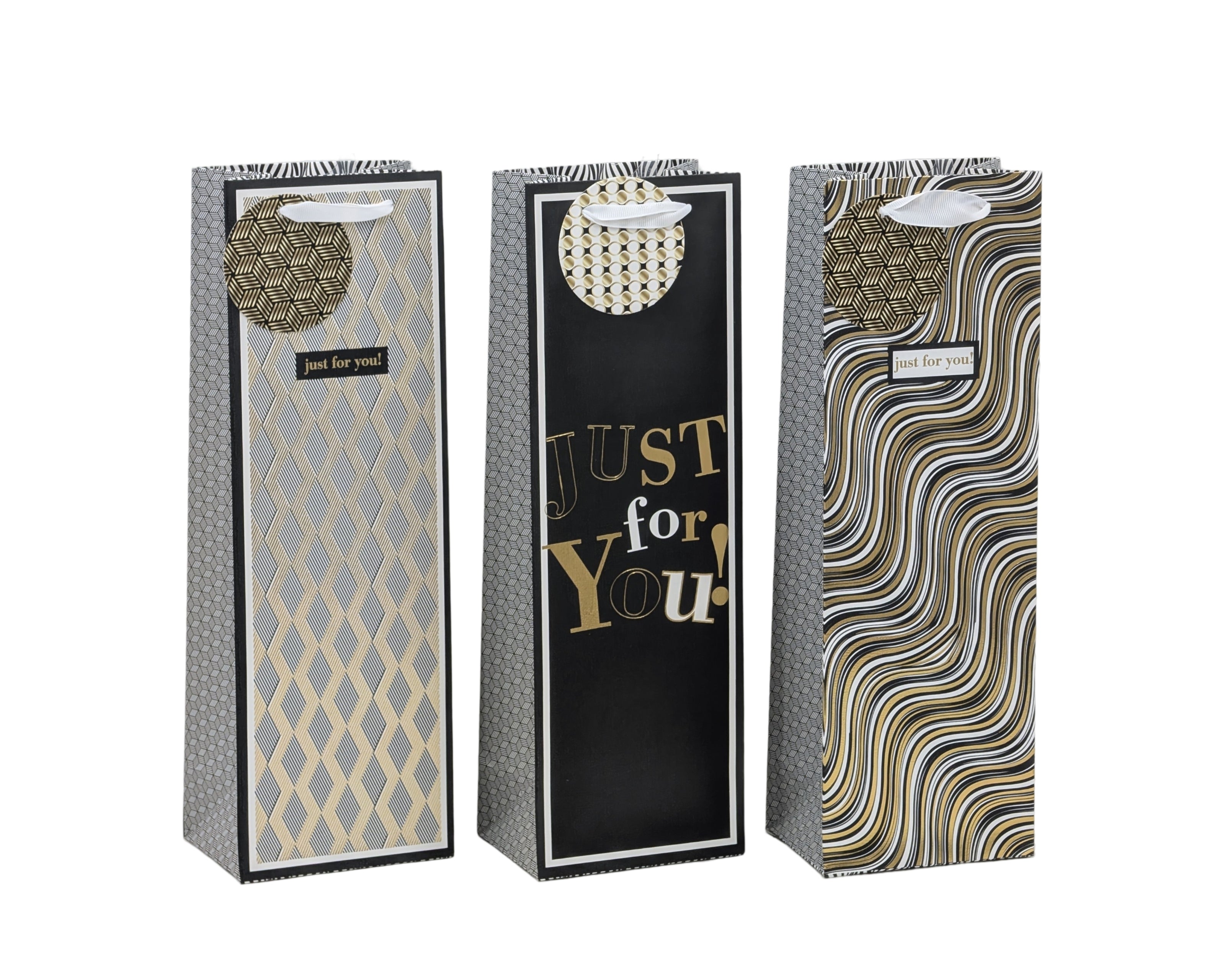 bulk 24 Bottle Gift Bag Golden Glam Assort 36cm