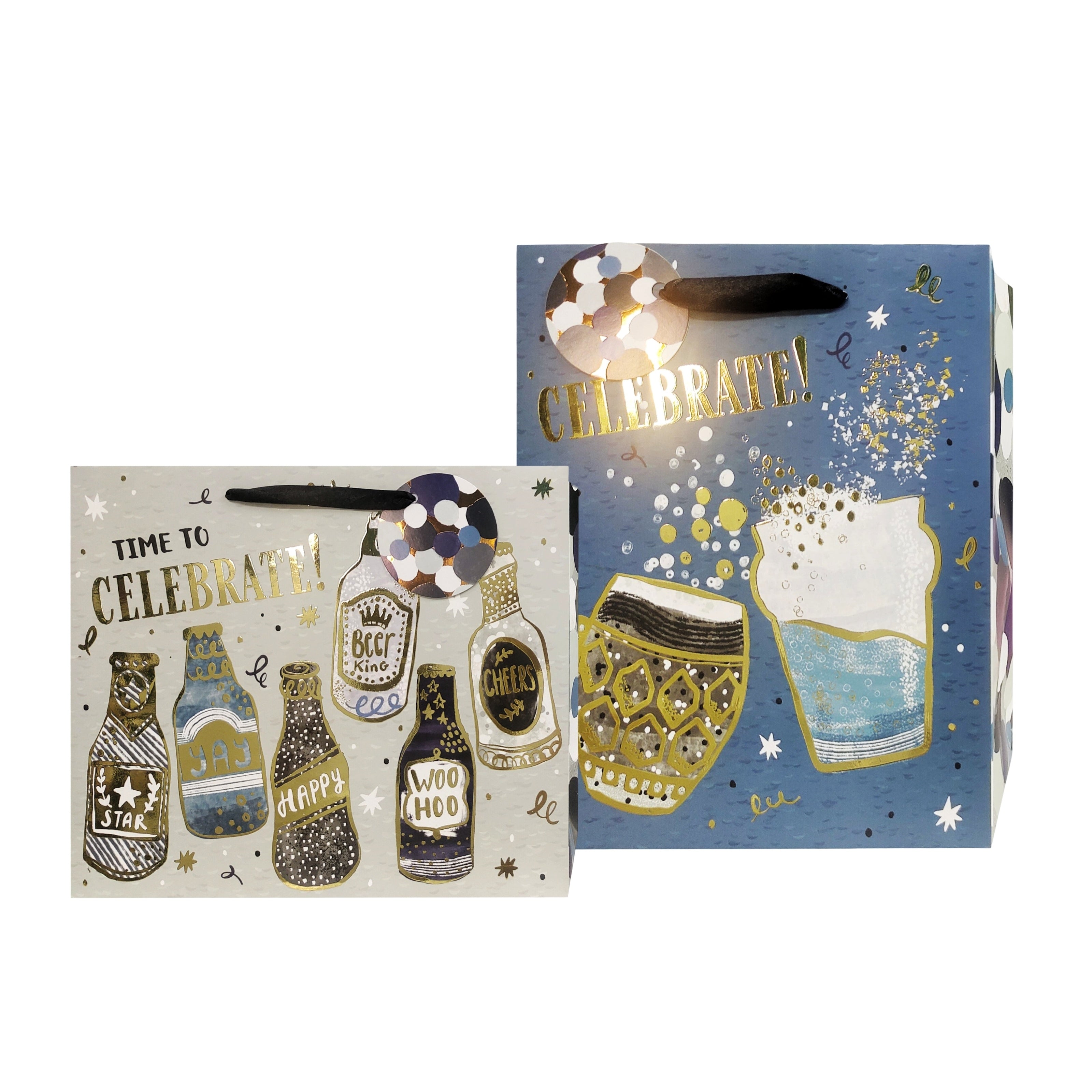 Gift Bags: bulk 24 Medium Celebration Sips For Male Gift Bag Assort 17x23cm