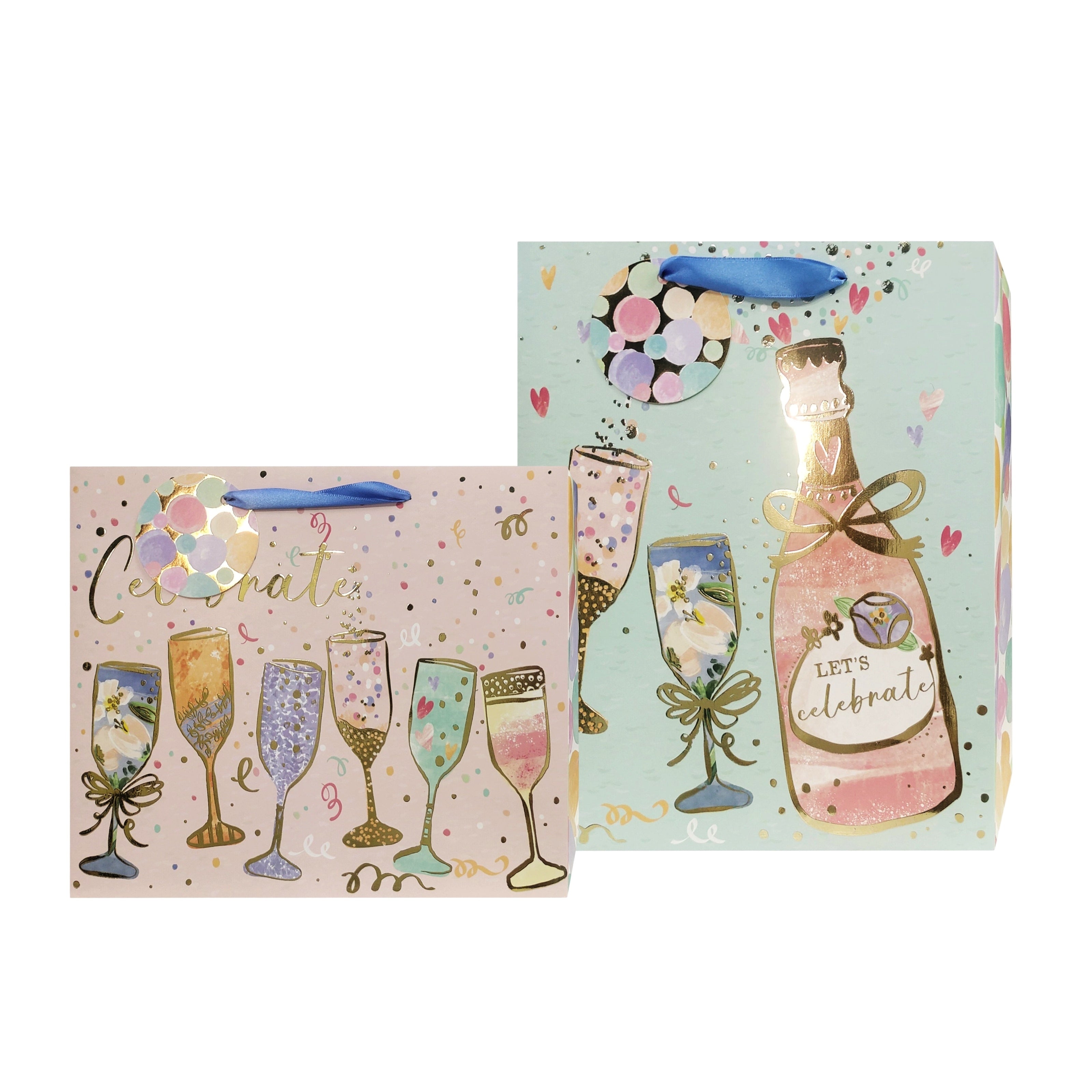 Dining Set: bulk 24 Large Medium Celebration Sips For Female Gift Bag Assort 26x32cm