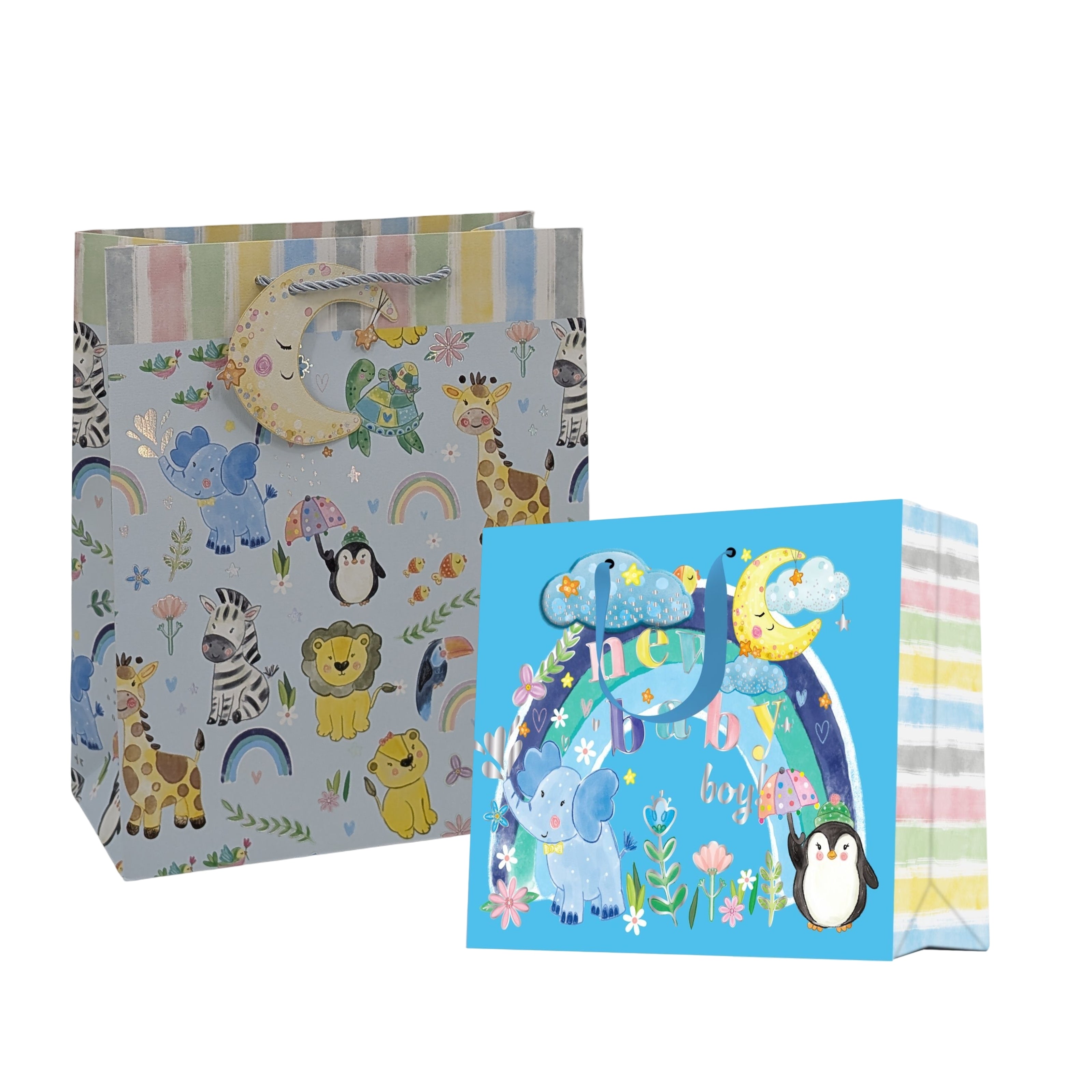 Gift Bags: bulk 24 Medium Welcome Baby Boy Gift Bag 2 Asst 18x23cm