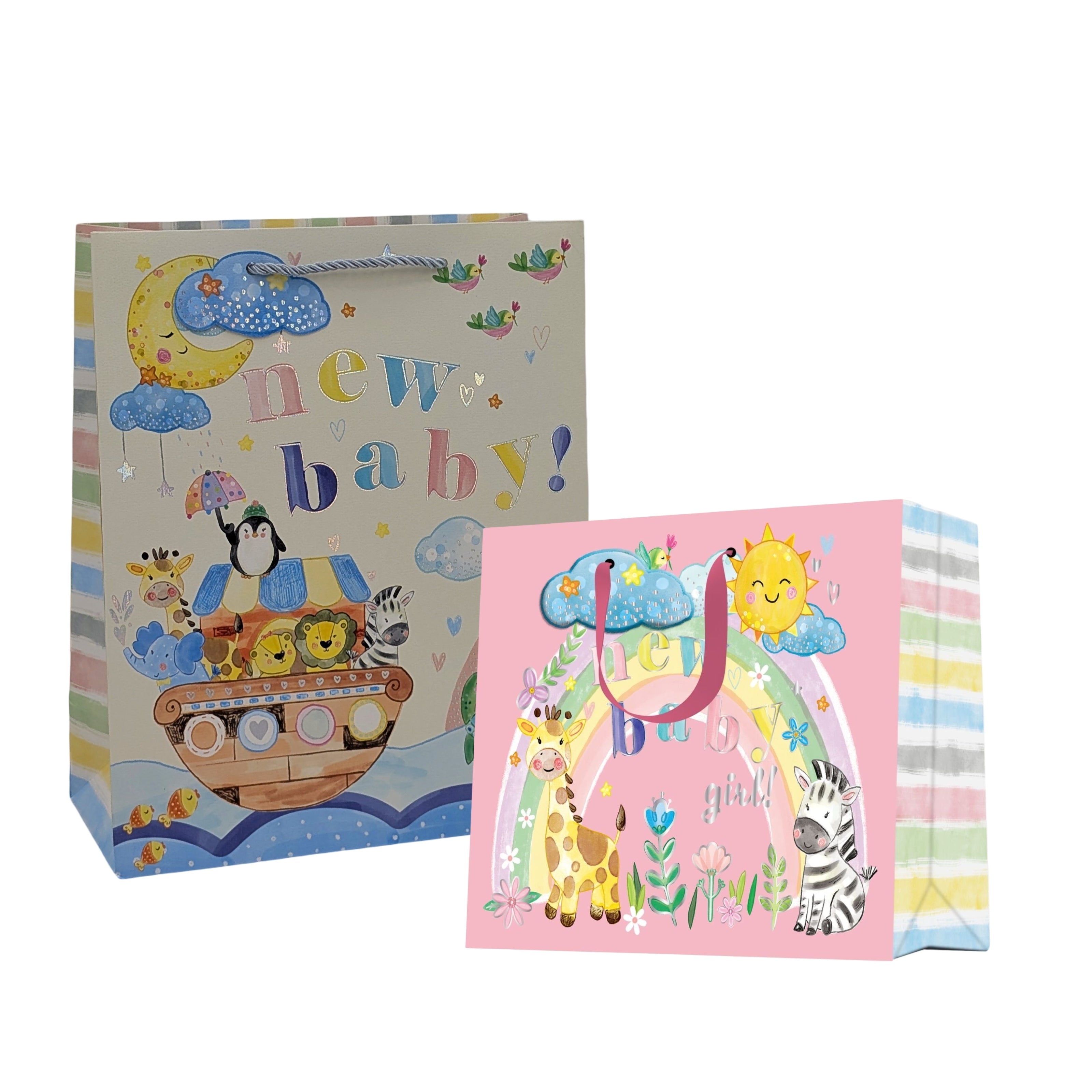 Gift Bags: bulk 24 Medium Welcome Baby Gift Bag 2 Asst 18x23cm