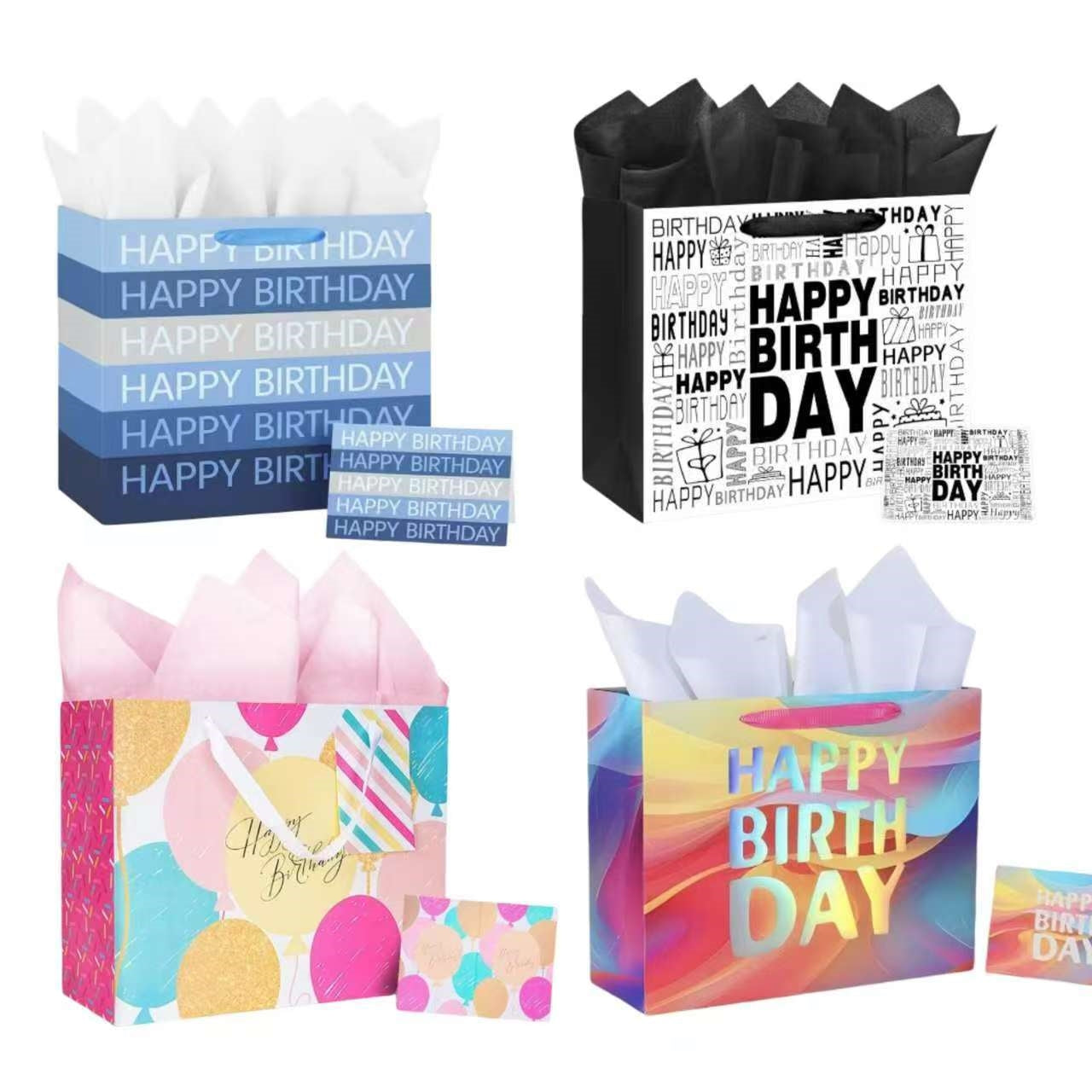 Wedding Favours: bulk 24 Xlarge Happy Birthday Celebration Gift Bag 4 Asst 31x42cm