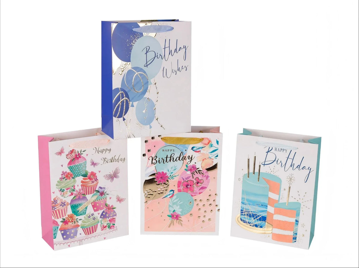 Bulk 24 Birthday Delight Gift Bag Med 23x18x10cm 4 Asst