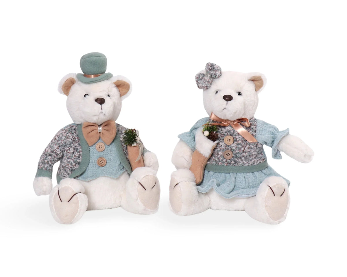Bulk 6 Xmas Beary Blu Bear Sitting 21x16x24/31hcm 2 Asst