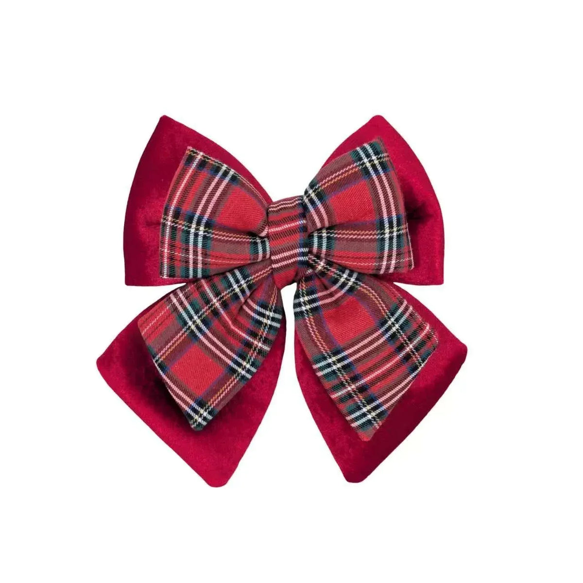 Bulk 24 Xmas Layered Velvet & Tartan Bow 20x22cm
