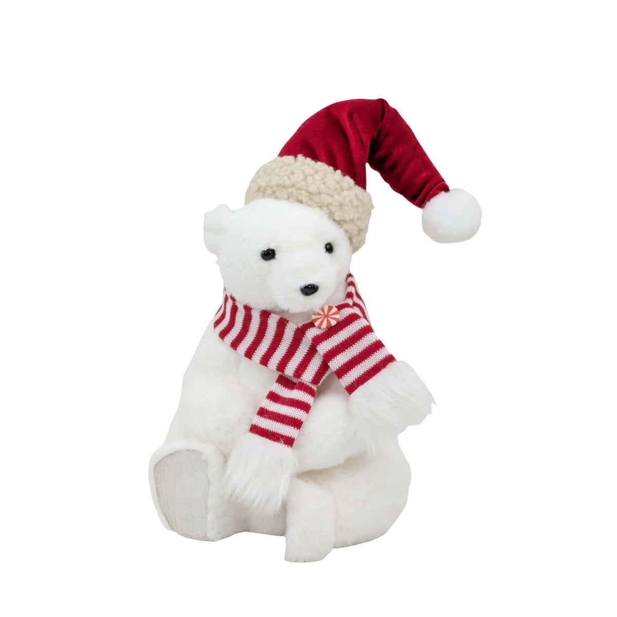 Bulk 4 Xmas Stripe & Snow Sitting Bear 18x18x31cm