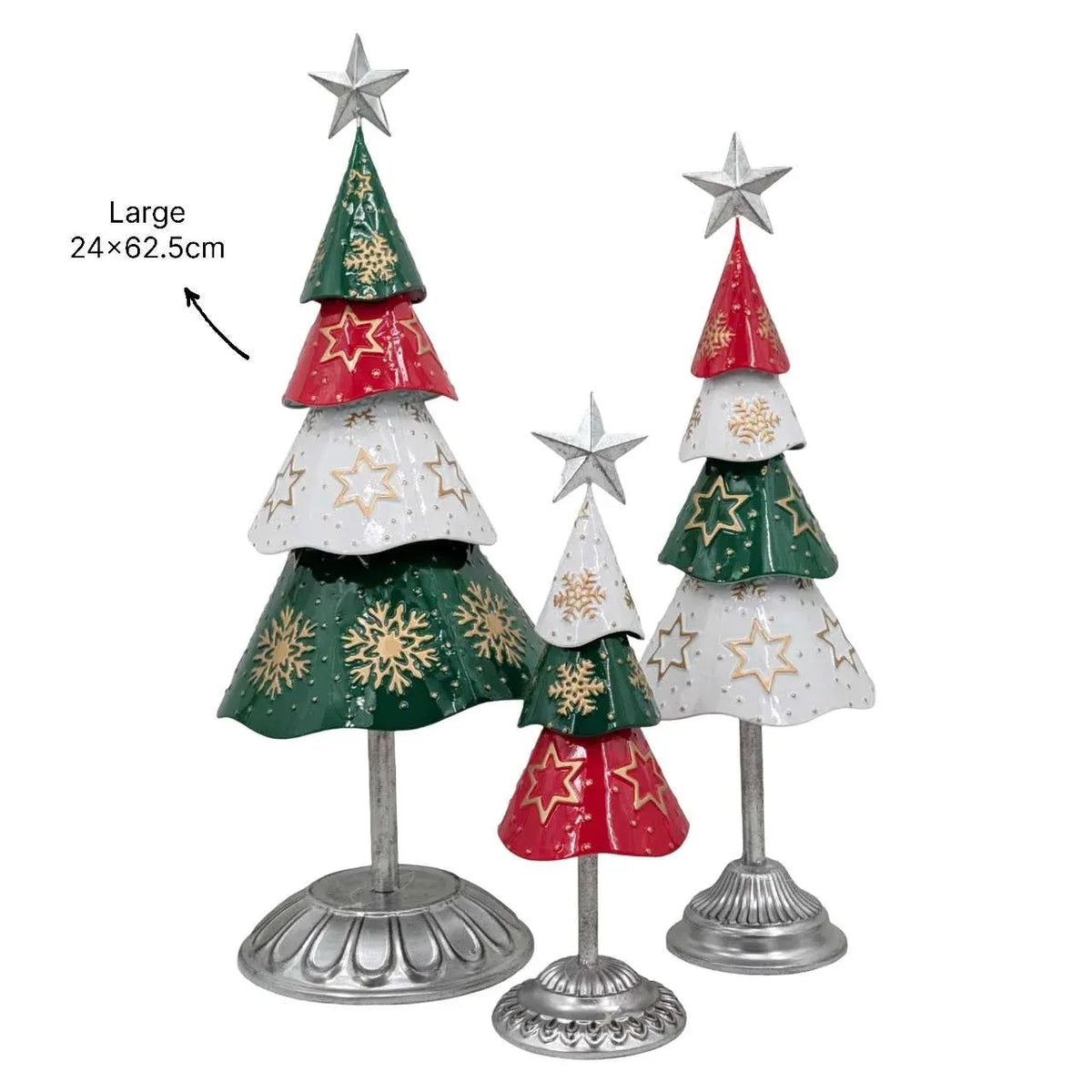 Bulk 2 Xmas Metal Red & Green Tree Lrg 24x24x62.5cm